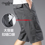 夏冰妮短褲男夏季男士七分褲純棉寬松大碼工裝多口袋大褲衩中老年爸爸裝 深灰色 2XL