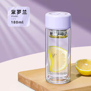 富光玻璃杯女雙層隔熱迷你小號(hào)容量透明花茶水杯子 紫色180ml