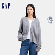 Gap女裝純羊毛V領(lǐng)針織衫經(jīng)典簡(jiǎn)約氣質(zhì)百搭開衫638266 灰色 XS (155/76A) 亞洲尺碼