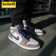 耐克（NIKE）bebe8 AJ1 AIR JORDAN 1 MID 喬1 男女子中幫休閑運動籃球鞋 灰白藍DQ8423/DQ8426-014 36