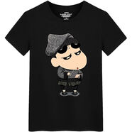 藍駿啟新款男士短袖上衣夏季學(xué)生圓領(lǐng)蠟筆小新簡(jiǎn)約卡通體恤男女周邊T恤 小新黑色 S