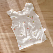 迪尼豆豆夏季薄款男女寶寶純棉衣服嬰兒護肚背心T恤嬰幼兒上衣新生兒夏裝 （背心）綠葉花粉~夏季薄款~ 66 碼（1-3月內）