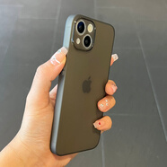 權(quán)速【不發(fā)黃】超薄磨砂軟殼適用蘋果手機iPhone15新款手機殼輕薄簡約iPhone14硅膠男女款全包防摔保護 【薄透黑】極薄磨砂軟殼 iPhone14