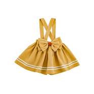 幼悠女童安安小鴨子系列秋季工字背心裙娃娃翻領打底襯衫多件套潮 背帶短裙褲姜黃色（Q4100） 120cm