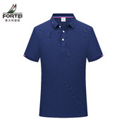 富鋌（FORTEI）情侶風(fēng)短袖t恤棉質(zhì)polo領(lǐng)0ffer工裝半袖可定制刺繡logo團建工裝 官方旗艦藏青色 S 160/S/80-95斤
