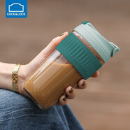 樂(lè )扣樂(lè )扣（LOCK&LOCK） 玻璃水杯女帶吸管便攜可愛(ài)高顏值春夏大容量沖蛋白粉牛奶咖啡杯 孔雀綠- 500ml