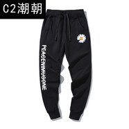 C2潮朝權(quán)志龍同款小雛菊褲子春秋加厚衛(wèi)衣peaceminusone衣服藤原浩閃電潮牌 黑色褲子9036-3 L 薄款