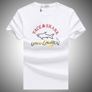 肯迪鯊魚(yú)（Kenty Shark）意大利鯊魚(yú)純棉短袖t恤男夏季新款寬松休閑半袖男輕奢大碼體恤潮T 白色 566 XL 145-165斤