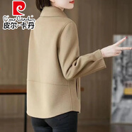 皮爾卡丹（pierre cardin）2025新款雙面絨毛呢外套女士短款顯瘦媽媽時(shí)尚秋冬上衣胖人特大碼 駝色 5XL 155-170斤