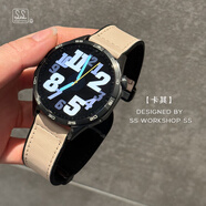 Z秋冬新款瘋馬磨砂皮革硅膠磁吸扣適用華為gt5表帶4手表pro感 卡其油皮僅表帶 適用榮耀GS3/GS3i/Magic2/magic