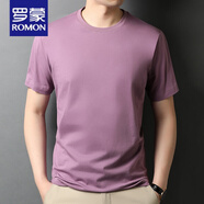 羅蒙（ROMON）短袖T恤男2024新款短袖夏季衣服上衣商務(wù)休閑標(biāo)準(zhǔn)型體恤半截袖打 淺紫 XL