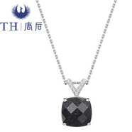 唐后（TH）紅瑪瑙項(xiàng)鏈女925銀寶石吊墜小眾時(shí)尚輕奢鎖骨鏈送生日節(jié)日禮物 銀色紫金砂