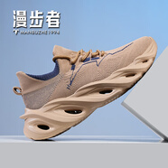 漫步者刀鋒鞋男時(shí)尚新款超輕緩震跑步鞋飛織網(wǎng)面運動(dòng)鞋休閑厚底大碼男鞋 卡其 39