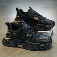 MVP BOY跑步鞋男新款春季百搭休閑運動(dòng)鞋子男包底老爹鞋透氣網(wǎng)布鞋男鞋 千鴻C11黑色 42