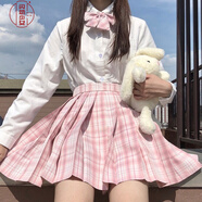 jk制服格裙全套女學(xué)生裙子夏季日系少女制服百褶裙短裙學(xué)院風(fēng)半身裙JK閃動少女 少女心事 百褶裙+短袖襯衫+領(lǐng)結(jié) M