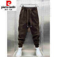 皮爾卡丹（pierre cardin）秋冬季美式束腳休閑褲男士新款燈芯絨褲小腳條絨修身衛(wèi)褲運(yùn)動(dòng)長(zhǎng)褲 咖啡色 XL 120-140斤