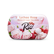 Rio瑞歐無(wú)糖薄荷糖 鐵盒清新口氣接吻糖口香糖清口含片木糖醇零食 【女神愛(ài)吃】荔枝玫瑰味14g