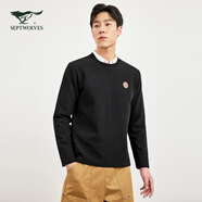 七匹狼【不易變形】長袖T恤男圓領男裝衣服上衣時尚體恤衫 001(黑色) 1D1D50601035 L /170//88A