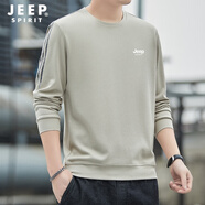 吉普（JEEP） 衛(wèi)衣男春秋新款男士純色長袖圓領(lǐng)T恤冬季加絨加厚保暖外套上衣 燕麥色 4XL