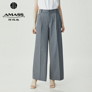 阿瑪施（AMASS）女裝簡(jiǎn)約通勤風(fēng)羊毛直筒正裝西褲女5100649 高級灰 S (2碼)