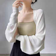 瑜尚臻品針織防曬開衫女法式小坎肩蝙蝠袖披肩早秋薄款外搭空調(diào)罩衫上衣 【白色】均碼
