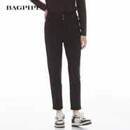 風(fēng)笛（Bagpipe）風(fēng)笛2024秋冬季小腳褲女高腰韓版修身時(shí)尚顯瘦黑色百搭款長(cháng)褲 咖色 XS 150