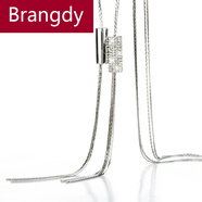 Brangdy 時尚OL毛衣鏈鑲鉆流蘇長款項鏈女裝百搭配飾掛件飾品 白金色