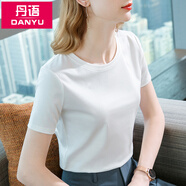 丹語80支雙面絲光棉短袖t恤女春夏款女裝今年新款圓領(lǐng)純棉半袖t體恤 白色 M