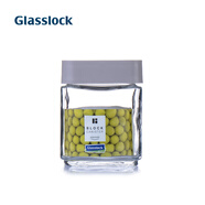 Glasslock韓國進(jìn)口積木式儲存罐零食雜糧廚房?jì)ξ锕藜矣檬占{罐防潮冰箱側門(mén) 方形淺灰色500ml