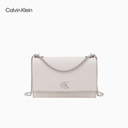 Calvin Klein【七夕禮物】單肩包荔枝紋包包金屬搭扣鏈條CK女包斜挎包DH2806 WGY-米杏 OS