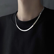 奧斯坦汀鈦鋼項鏈男士高級感潮流刀片扁蛇骨素鏈街頭生日情人節禮物送男友 刀片項鏈-單條長(cháng)約50CM