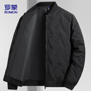 羅蒙（ROMON）棉服男冬季商務棒球服保暖百搭棉襖爸爸裝外套棉衣男882黑色XL