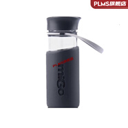 migo玻璃杯美國MIGO健康玻璃水杯 享悅便攜無(wú)鉛帶拎繩茶濾水瓶壺載 黑色(新款) 400ml