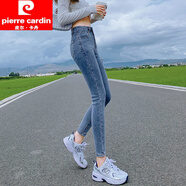 皮爾卡丹（pierre cardin）緊身小腳牛仔褲女2024年春秋新款高腰彈力顯瘦九分褲小個(gè)子鉛筆褲 淺藍(lán)色九分 春秋款 26 建議（80-90）斤