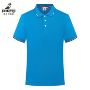 富鋌（FORTEI）短袖polo領(lǐng)青年Office風(fēng)格透氣吸汗體恤情侶款可定制繡logoT恤 孔藍(lán) 180/2XL/140-155斤