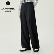 阿瑪施（AMASS）女裝簡約通勤風(fēng)羊毛直筒正裝西褲女5100649 黑 S (2碼)