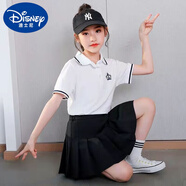 G.DUCKKIDS女童夏季套裝2025新款潮流時髦童裝女孩學院風半身裙中大兒童夏裝 白上衣+黑色百搟裙 帶安全褲 160