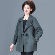 啄木鳥(niǎo)（TUCANO）媽媽春裝外套洋派大碼中年女時(shí)尚小個(gè)子風(fēng)衣中老年人春秋新款上衣 墨綠色 3XL (185)  建議120-135斤