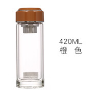 圣以諾玻璃杯男女雙層防漏過濾高檔辦公車載耐熱泡茶杯水杯子YN-154 420ml橙色
