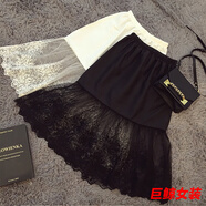 tromlfz蕾絲打底裙內搭半身裙松緊腰中長(cháng)款女春夏拼接內襯裙網(wǎng)紗裙 煙花/款黑色