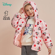 迪士尼寶寶（Disney Baby）迪士尼童裝兒童羽絨服男童米奇女童米妮連帽羽絨服外套 粉底米妮 3歲/身高100cm