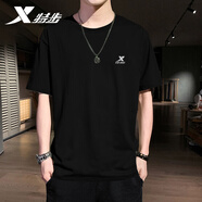 特步（XTEP） 運(yùn)動(dòng)短袖男裝t恤衫夏季透氣冰絲感速干上衣吸汗棉T跑步健身籃足 正黑色-logo(速干) L (175/96A)【現(xiàn)貨速發(fā)】