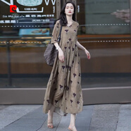 皮爾卡丹（pierre cardin）桑蠶絲連衣裙女夏季2026新款定制寬松長(cháng)裙顯瘦大版氣質(zhì)真絲裙 圖片色 L 建議125-134斤