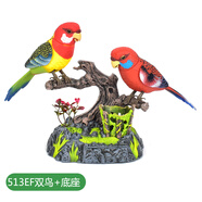 室內(nèi)裝飾電子仿真鸚鵡小鳥裝飾擺件動物會叫會動會說話寵物鳥籠 雙玫瑰鸚鵡513EF款 聲控鳥鳴款充電電池充電器