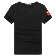 軍衣正品軍官服夏裝短袖定印logo廣告衫T恤個性來圖做團體工作 T04 黑色圓領(lǐng)單國 3XL (140-160斤)