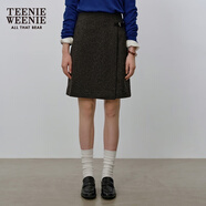 Teenie Weenie小熊女裝冬裝簡約氣質(zhì)時尚毛呢半身短裙A字裙高腰裙 深灰色 M (165)