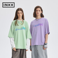 英克斯（inxx）【INXX】Stand by街頭粉色短袖T恤男女寬松情侶裝新款 紫色 M
