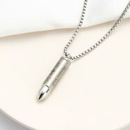 薩拉拉健身啞鈴片吊墜 潮男鈦鋼啞鈴項鏈運動(dòng)時(shí)尚酷學(xué)生百搭創(chuàng  )意SN7486 銀色子彈頭【可裝香水配項鏈】 男款龍骨鏈70cm