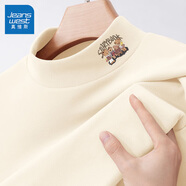 真維斯（JEANSWEST）長(zhǎng)袖t恤打底衫女裝秋冬季新款雙面絨上衣服立領(lǐng)保暖衣純色內(nèi)搭女 米色 小復(fù)古故事_K_左領(lǐng)角 L