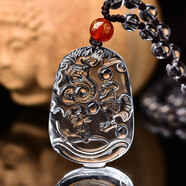 白水晶三合貴人吊墜牌男十二生肖豬兔羊猴鼠龍蛇雞?；ⅠR狗項鏈女 蛇雞牛